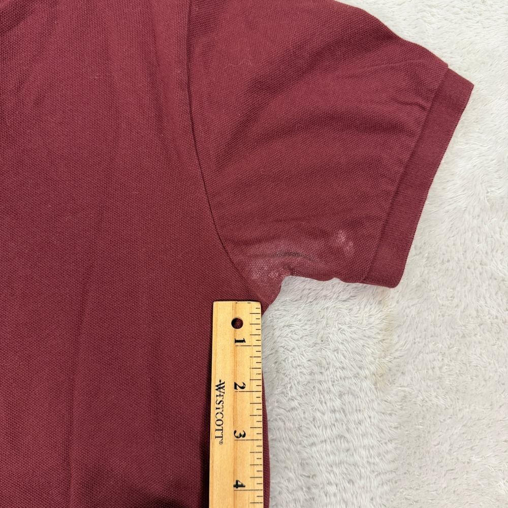 Polo Ralph Lauren Mens Medium Polo Shirt Burgundy Short Sleeve Pique Classic - Picture 8 of 8